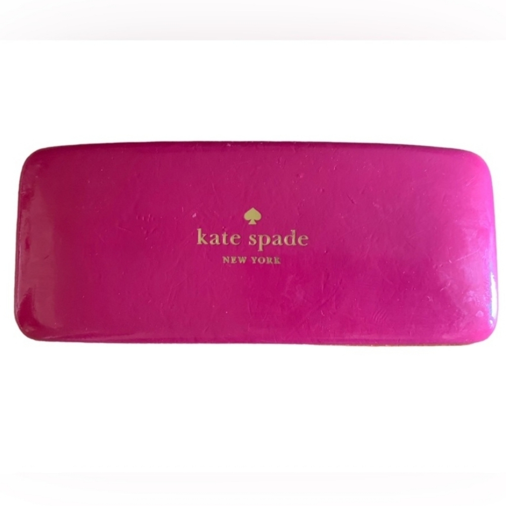KATE SPADE VIBRANT PINK ORANGE HARD SHELL GLASSES CASE WITH LINED INTERIOR